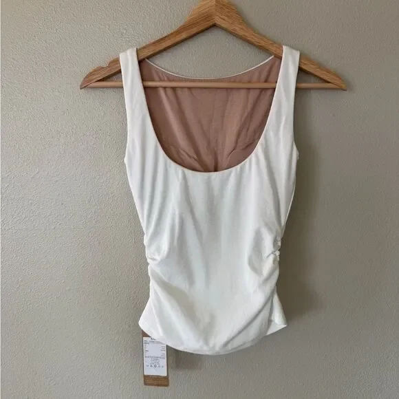 NWT OGL Elastic Open Back Brami Tank Classic White Boatneck Tank Top Size XS - Picture 9 of 11